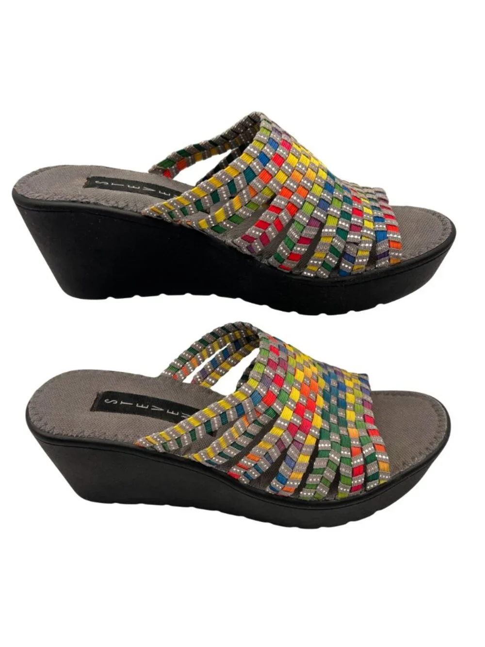 Steven By Steve Madden Bellina Multicolor Woven Open Toe Wedge Sandal Womens 6.5 - Picture 2 of 13